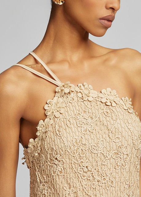 One-shoulder maxi lace dress with sequin detailing | LYNNE