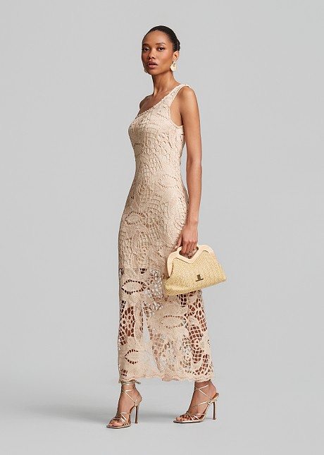 One-shoulder maxi lace dress | LYNNE