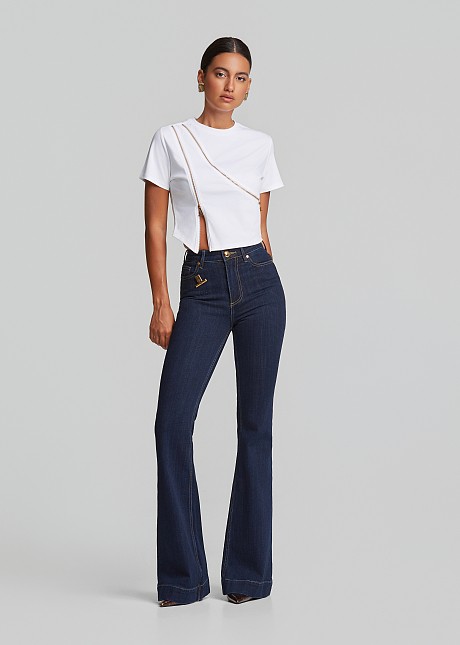 Crop cotton top with zippers