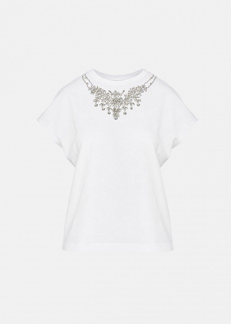 Cotton top with decorative crystals
