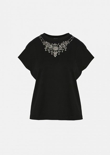 Cotton top with decorative crystals