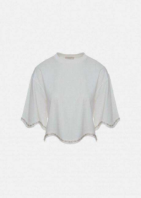 Cropped top with decorative crystals