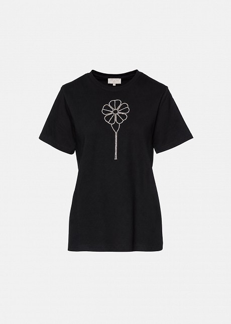 Rhinestone-embellished cut-out top