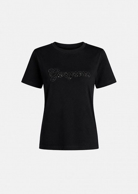 Top with 3D embellishment embroidery