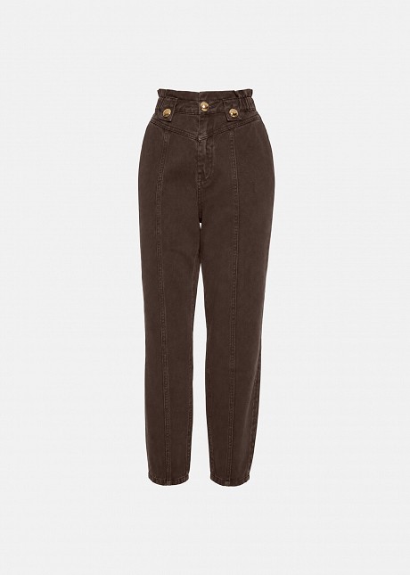 Mom fit jeans with ruching