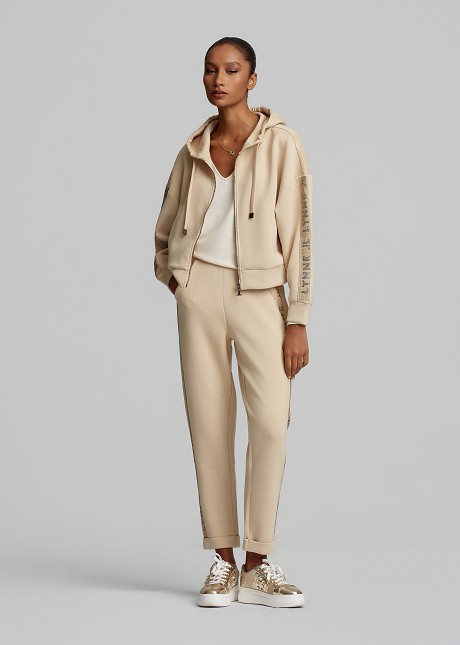 Cropped scuba sweatpants with rhinestones