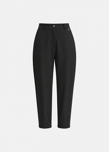 Barrel-leg fabric trousers
