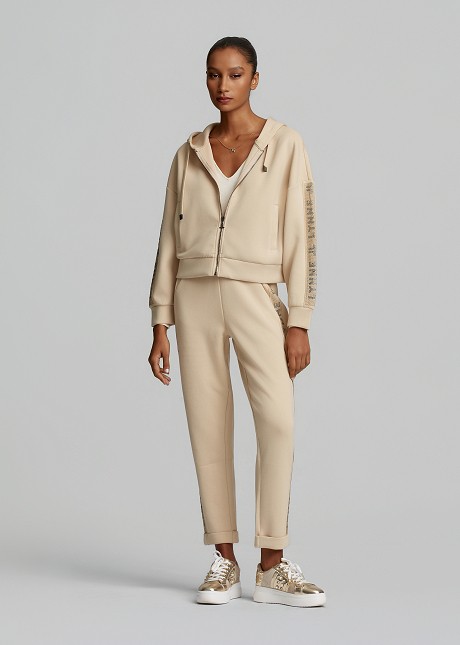 Cropped scuba jacket with rhinestones