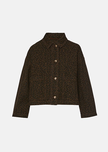 Boxy-fit animal-print denim jacket