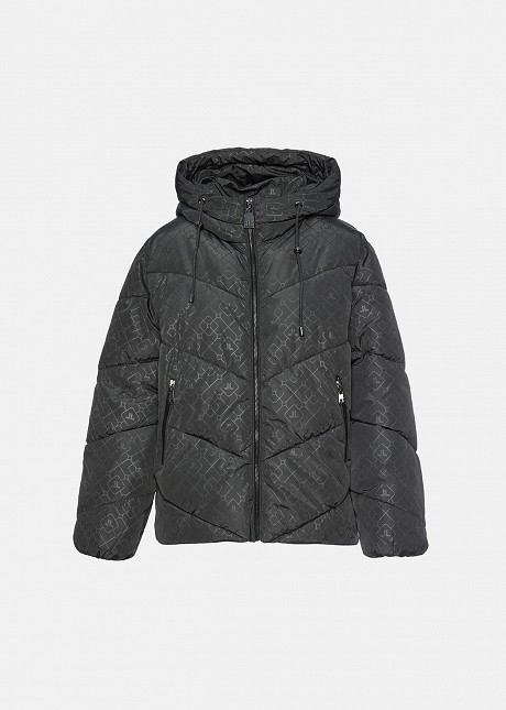 Metallic puffer jacket with hood