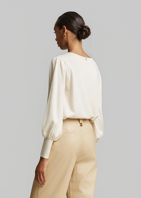 V-neck knit top with a relaxed fit