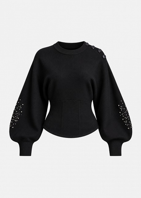 Pulover cu model de corset în talie
