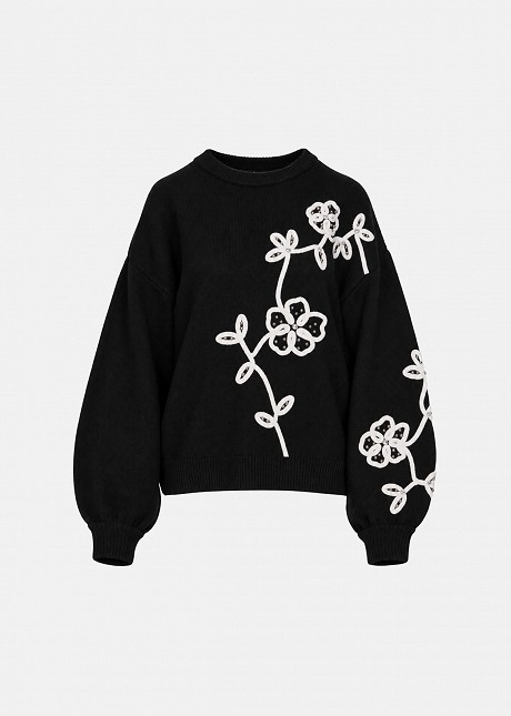 Sweater with textured embroidery
