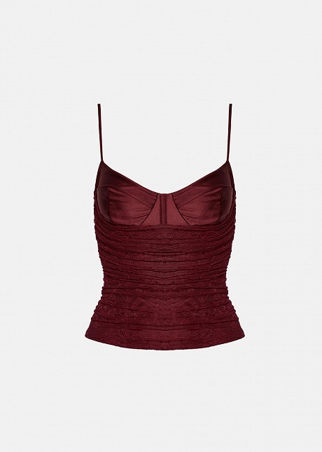 Satin-look bustier in  lace