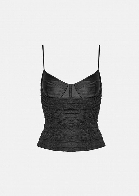 Satin-look bustier in  lace