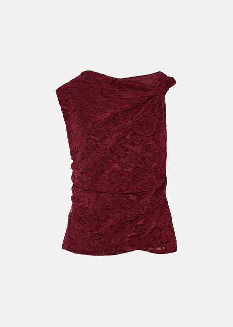 Sleeveless, asymmetric lace top