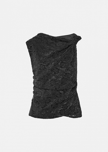 Sleeveless, asymmetric lace top
