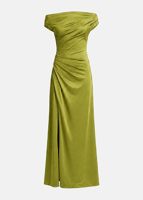 long flowy dress for engagement photos Casual Beige Off Shoulder Dress – EDITE MODE main image 1