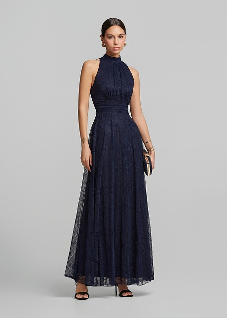white christmas dresses Elayne Powder Blue Halter-Neck Maxi Dress With Cut-Out Detail – Club L  London main image 1
