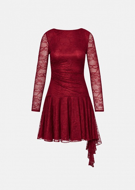 Asymmetric mini lace dress