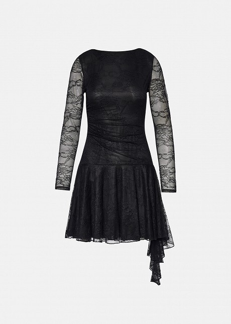 Asymmetric mini lace dress