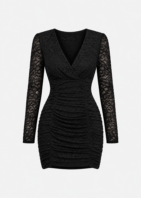 Ruched mini dress in lace