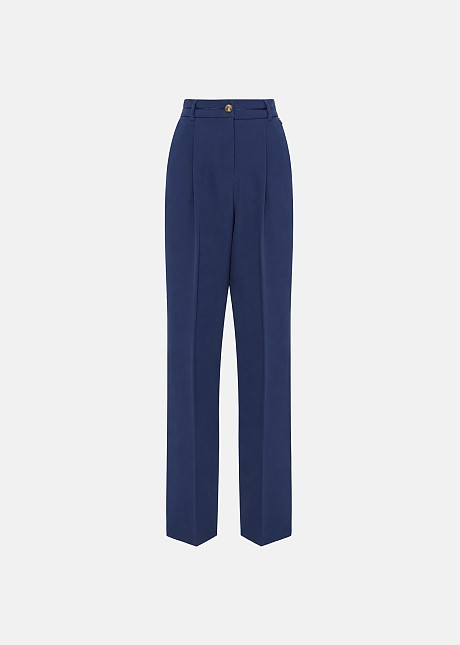 High-waisted crepe trousers