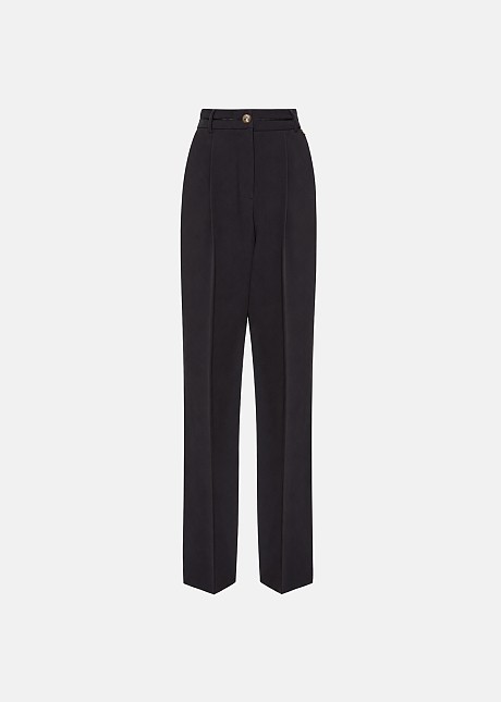 High-waisted crepe trousers