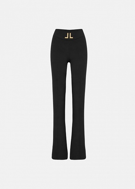 High-waisted flared crepe trousers