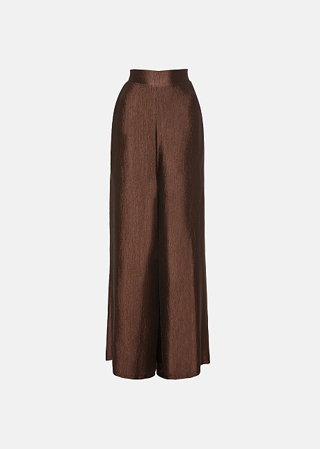 Pantaloni drepți cu aspect metalizat