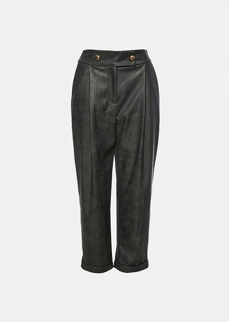 Baggy faux-leather trousers