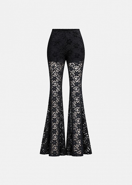 Chenille lace flared trousers
