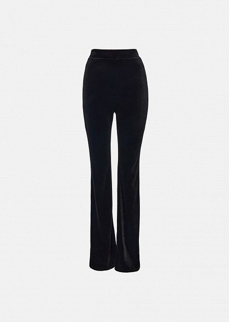 Velvet-look flared trousers
