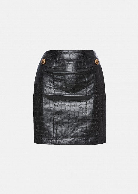 Mini skirt in croc effect leather look