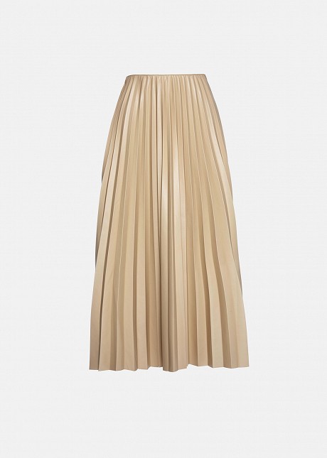 Pleated midi skirt in leather look