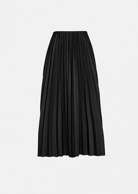 Pleated midi skirt in leather look