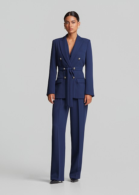 Double-breasted crepe blazer