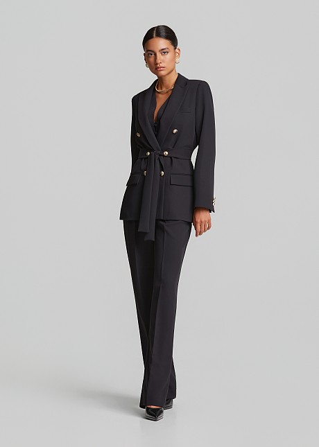 Double-breasted crepe blazer