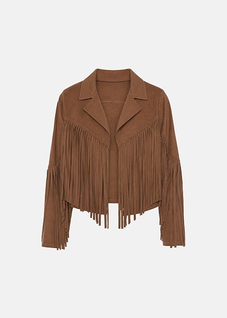 Cropped jacket with fringes