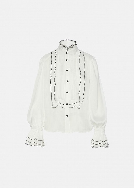 Shirt with ruffles in black and white
