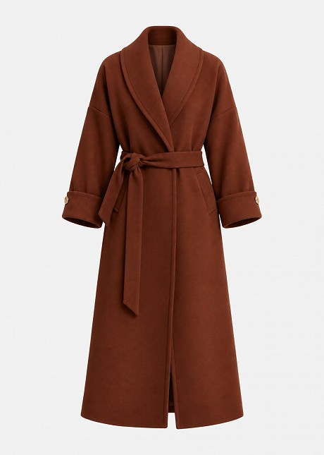 Long double-breasted coat with wide lapels