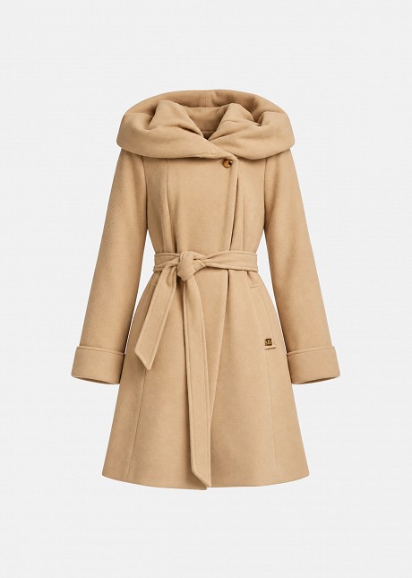 Palton scurt cu glugă oversized