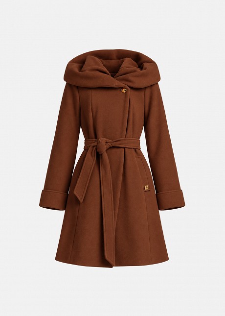Palton scurt cu glugă oversized