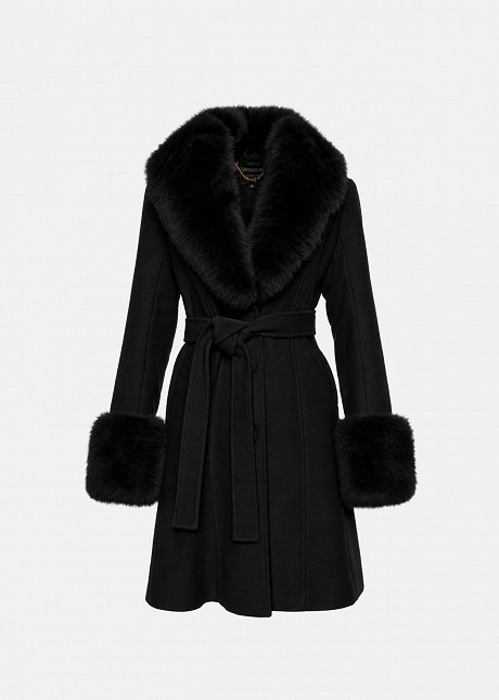 Short coat with faux fur details