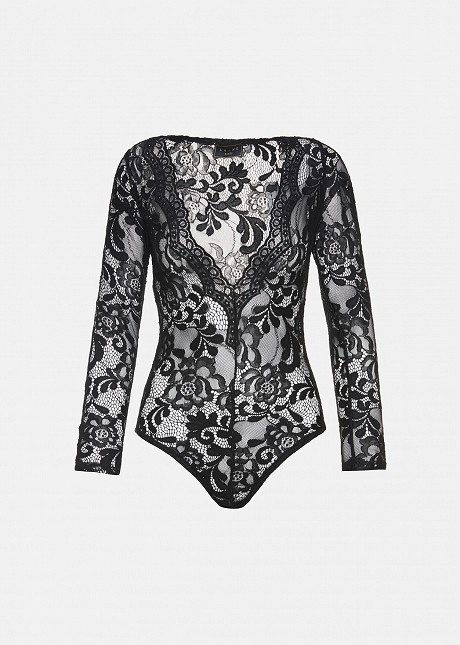 Lace bodysuit with a V-neck