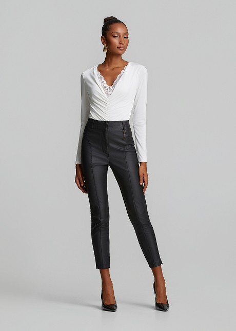 Ruched lace bodysuit