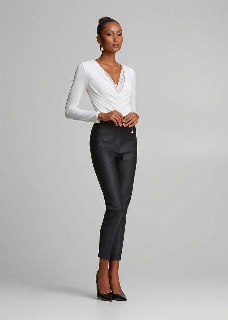 Ruched lace bodysuit