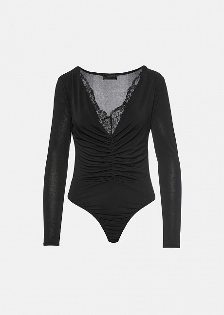 Ruched lace bodysuit