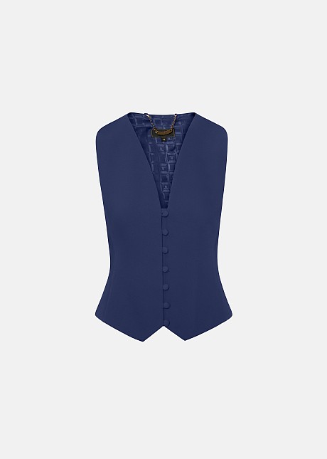 Crepe vest with covered buttons
