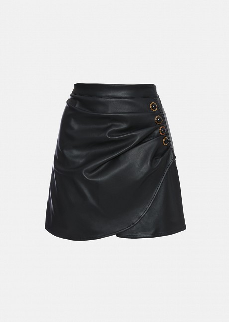 Ruched shorts in leather look